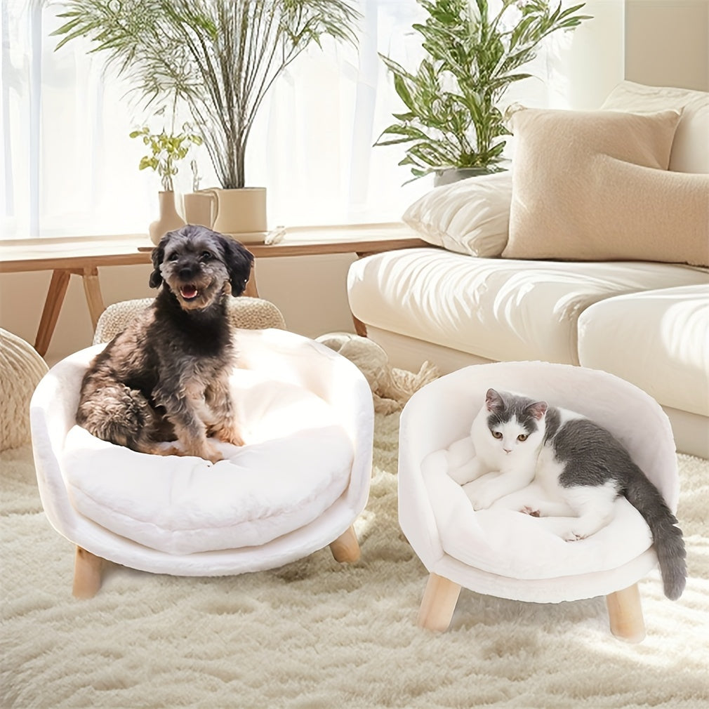 Premium 3-Legged Raised Pet Sofa Bed with Removeable Padded Cushion - Stylish Dog and Cat Couch Lounge for Ultimate Comfort