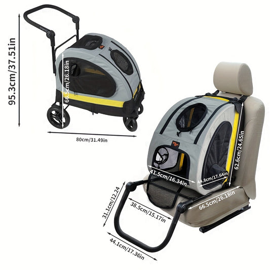 Pet Travel Stroller Portable Small Dog Pet Booter Car Seat w/ Detachable Handle