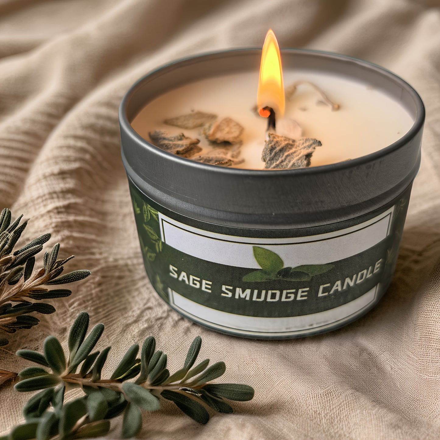 Sage Holy Wood Fragrance Candle, Soy Wax, Long-lasting Burning, Non-Electric, Made from Wax Molding Materials