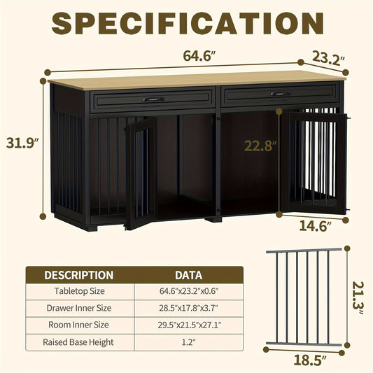 Large Heavy-Duty Dog Crate - Basic Crates for Medium or 2 Small Dogs, Sturdy Indoor Cage Furniture for Pet Safety and Comfort - Easy Assembly and Durable Construction - Glamorous pet supplies 