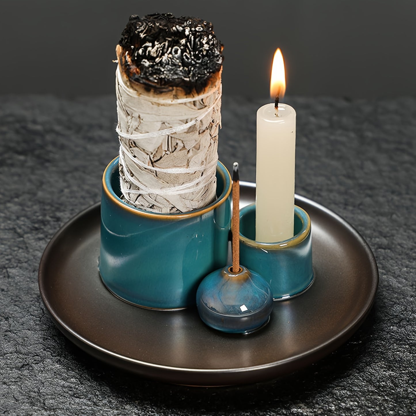 Multi-Functional Ceramic Incense Burner - Decorative Stand, Ash Collector