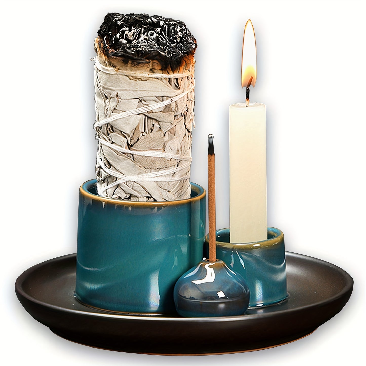 Multi-Functional Ceramic Incense Burner - Decorative Stand, Ash Collector