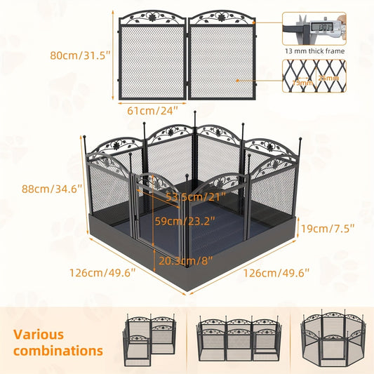 [Large Heavy Duty Dog Playpen] Large Dog Pet Playpen Cage Heavy Duty Metal Enclosure Fence with Waterproof Pad